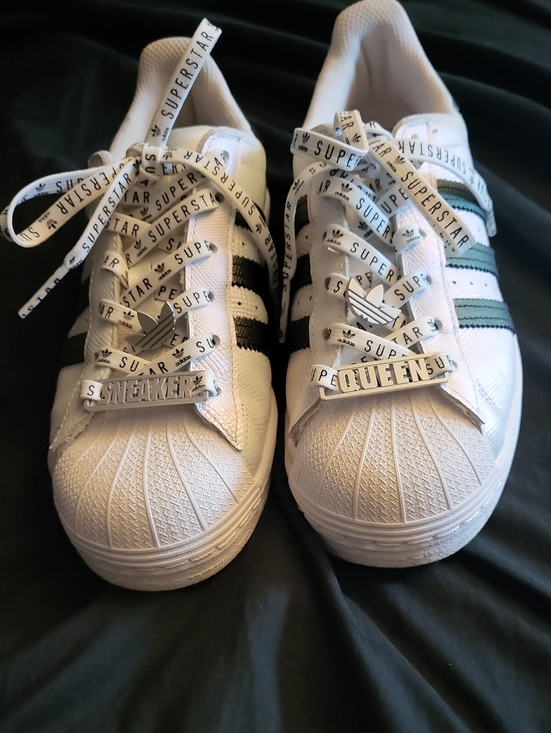 adidas Shoes - adidas Womens White Sneakers with Purple Stripes